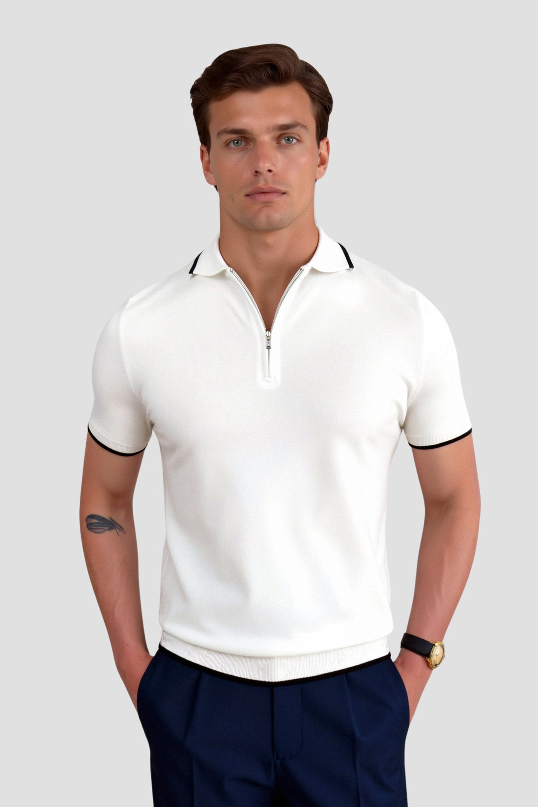 VEDORE gestricktes Quarter Zip Golf Polo