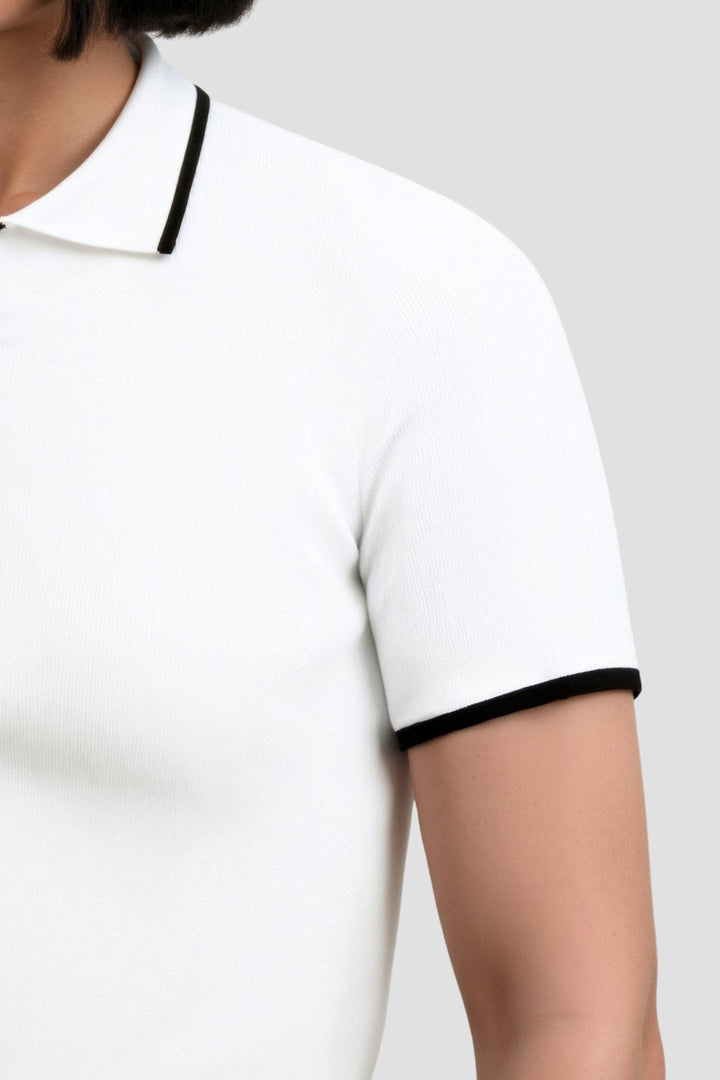 VEDORE Polo mit elegantem Kontrastbesatz und Knopfleiste