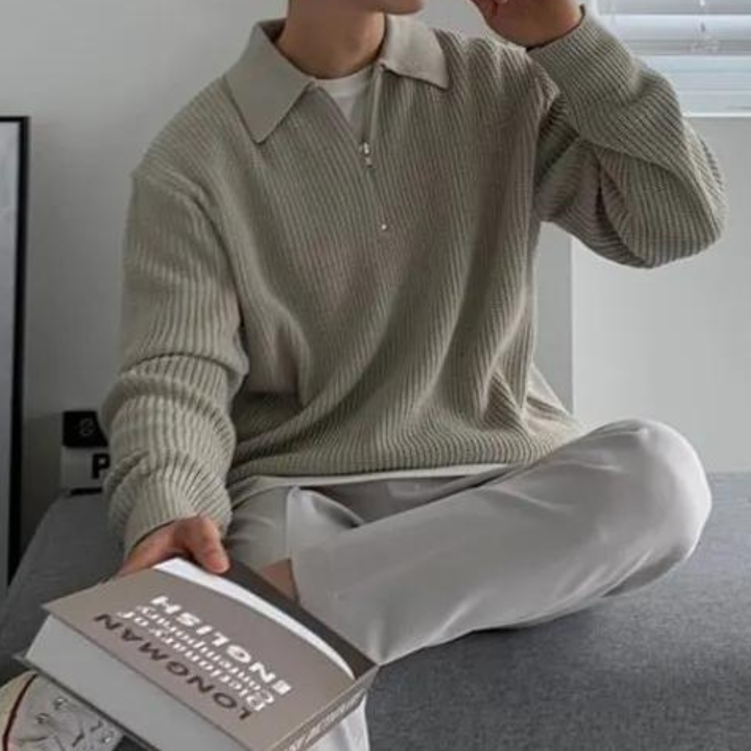 Julius Pullover mit halbem Reißverschluss