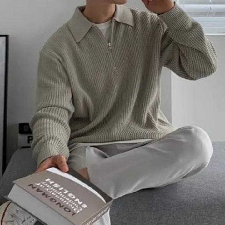 Julius Pullover mit halbem Reißverschluss