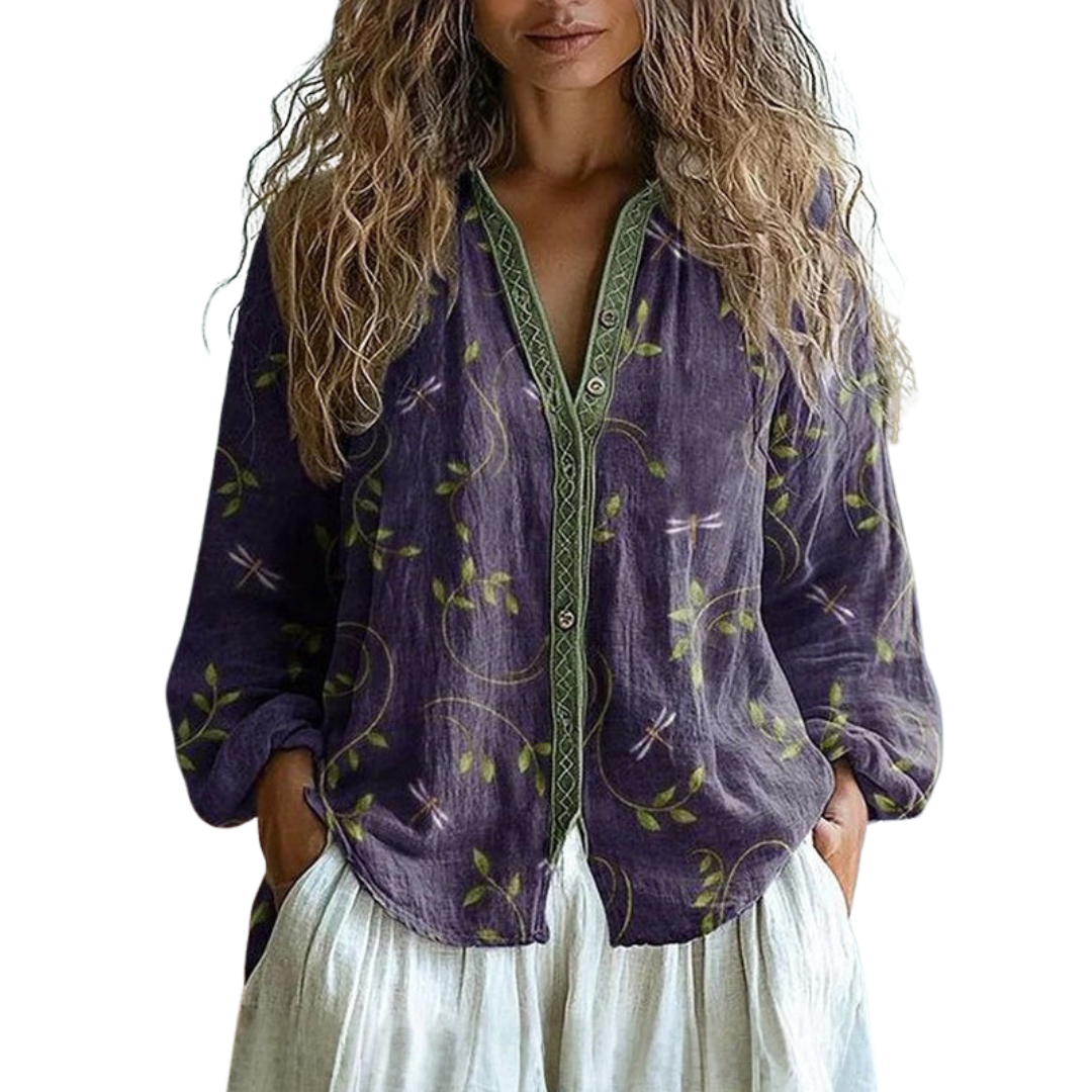 Aodhán – Vintage Leaf Print Blouse
