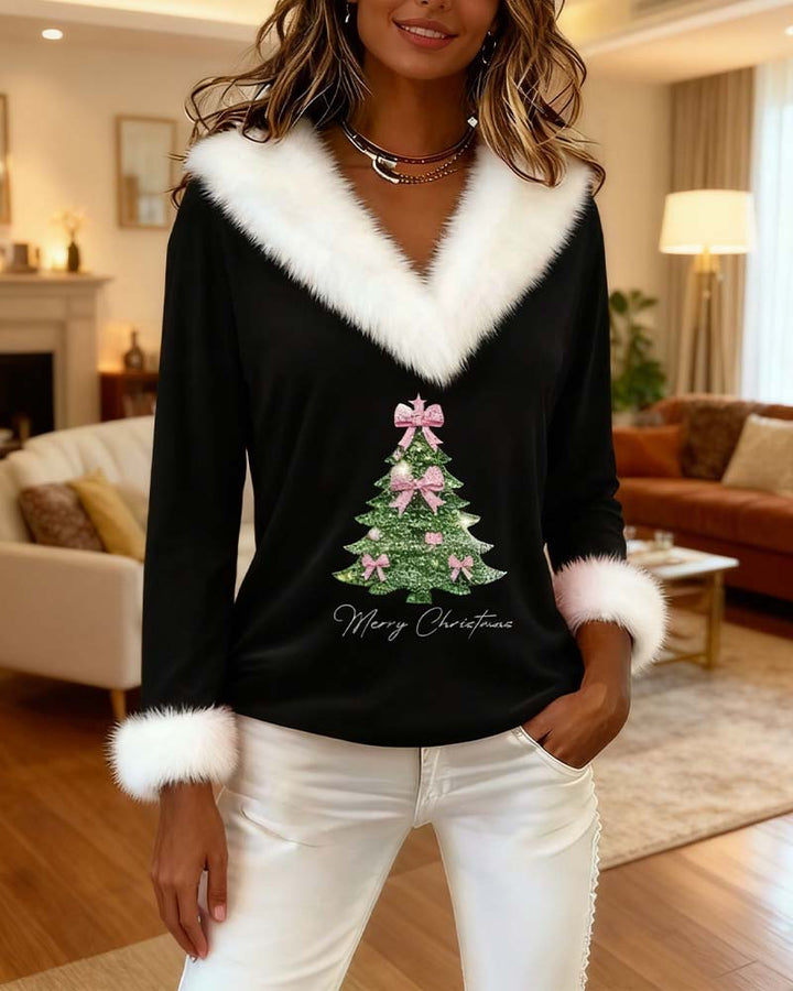 Top Grand Fur Print Christmas
