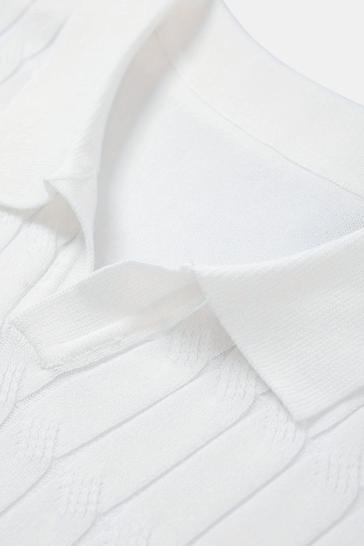 VEDORE Premium V-Ausschnitt Kabelstrick-Polo