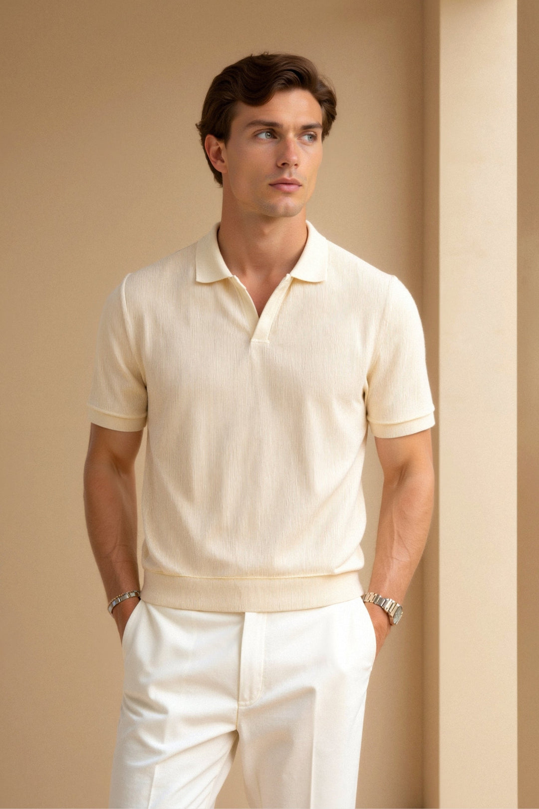VEDORE Poloshirt mit Wollstruktur