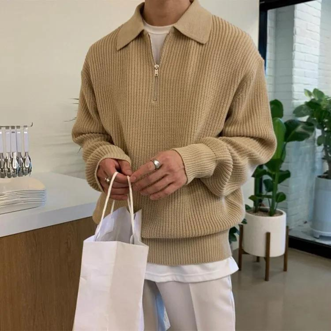 Julius Pullover mit halbem Reißverschluss
