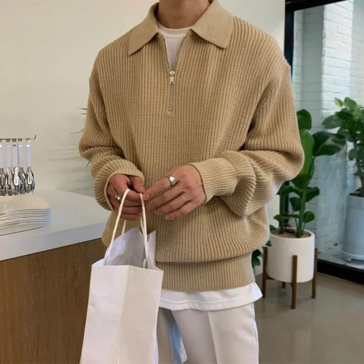 Julius Pullover mit halbem Reißverschluss