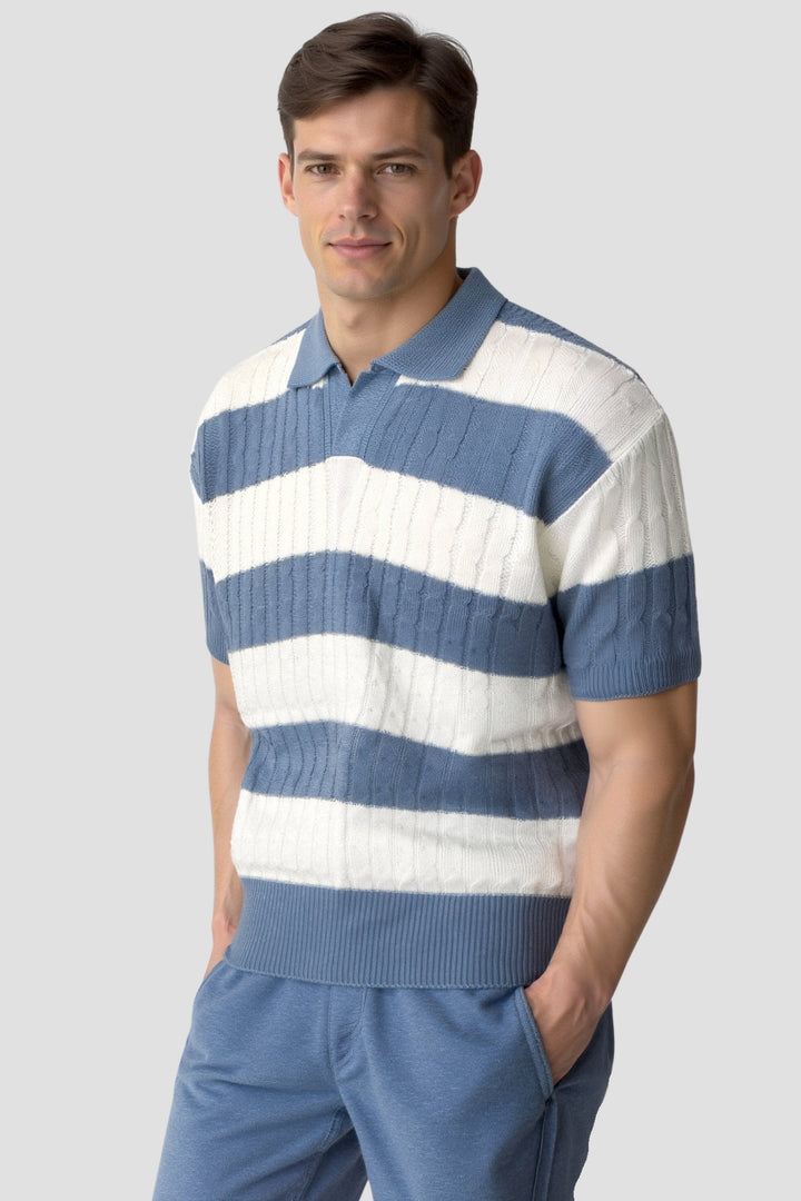 VEDORE Weiß gestreiftes Polo