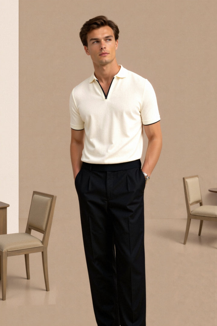 VEDORE Kontrast-Poloshirt mit schmaler Passform