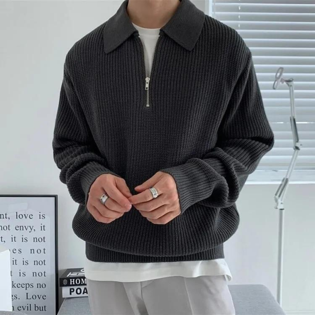 Julius Pullover mit halbem Reißverschluss