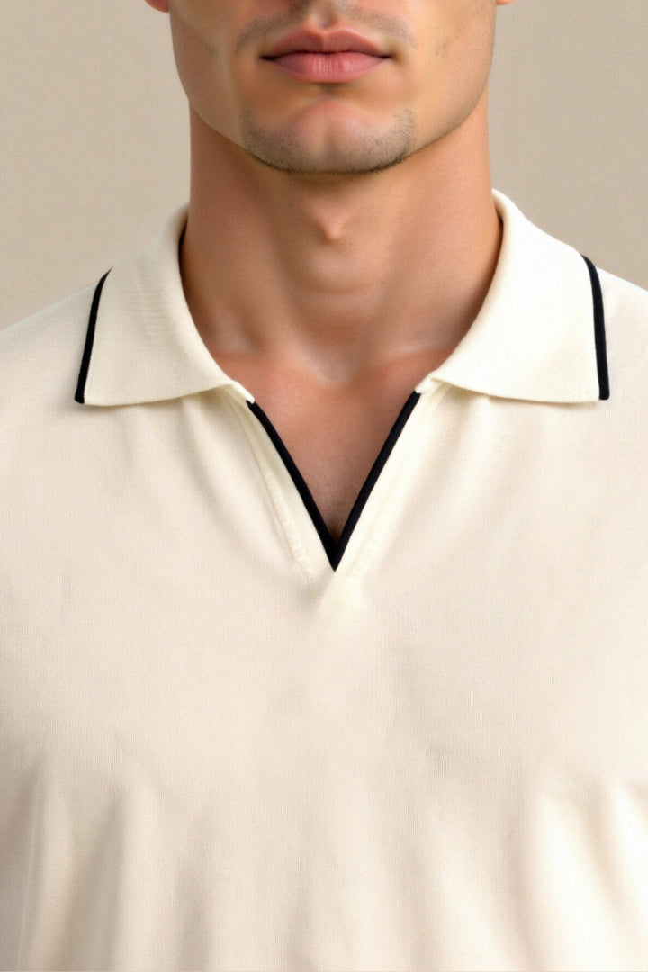 VEDORE Kontrast-Poloshirt mit schmaler Passform