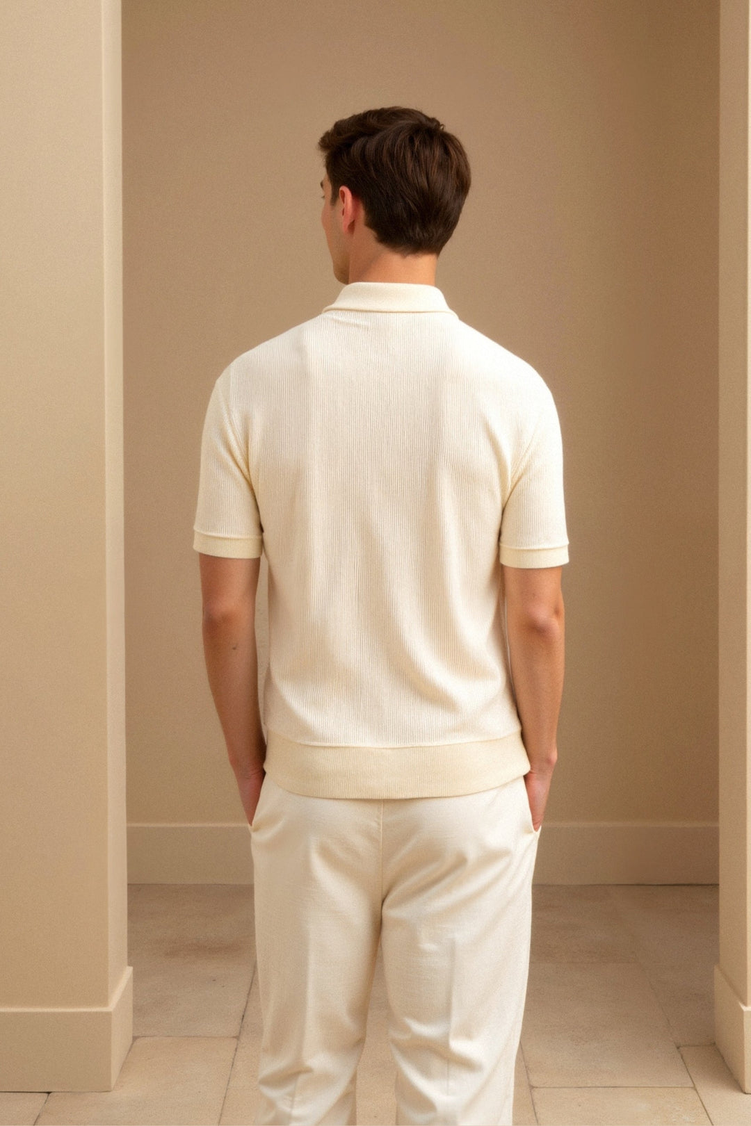 VEDORE Poloshirt mit Wollstruktur