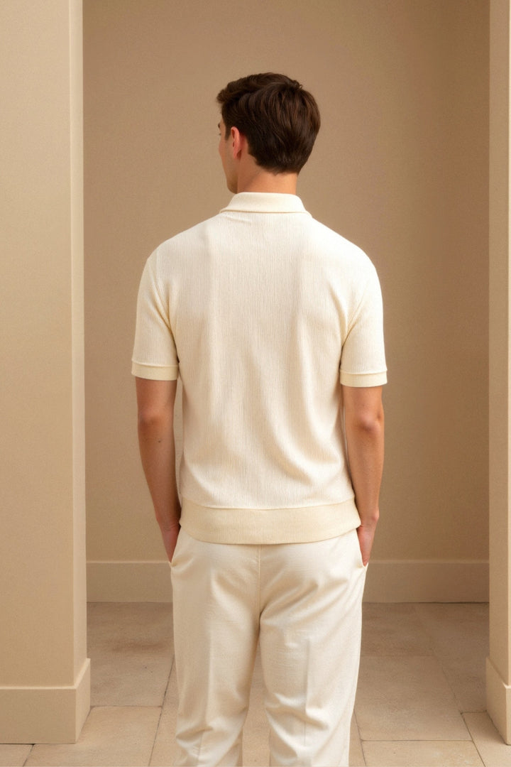 VEDORE Poloshirt mit Wollstruktur