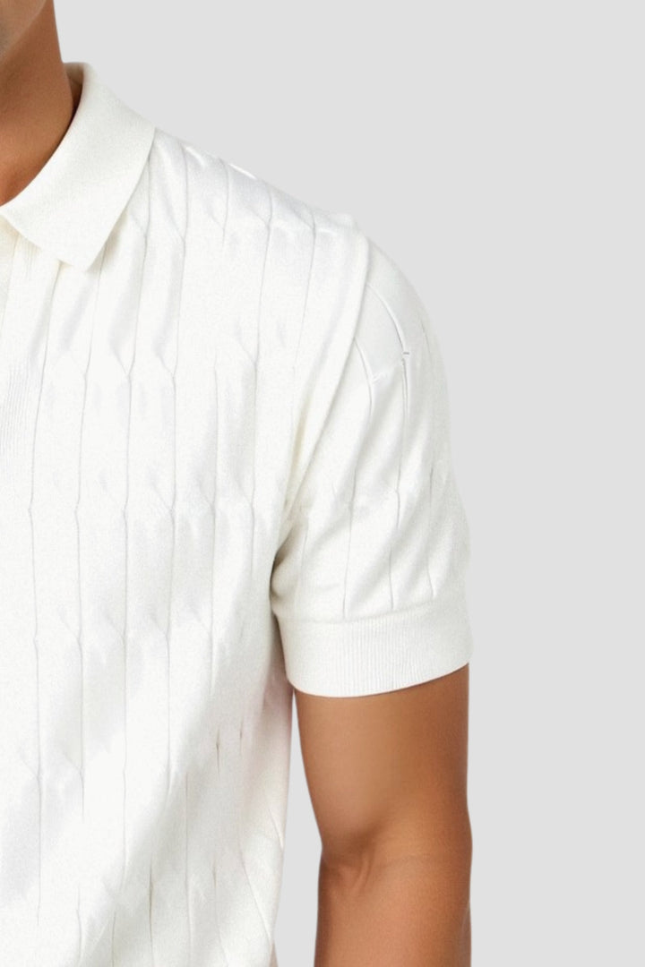 VEDORE Premium V-Ausschnitt Kabelstrick-Polo