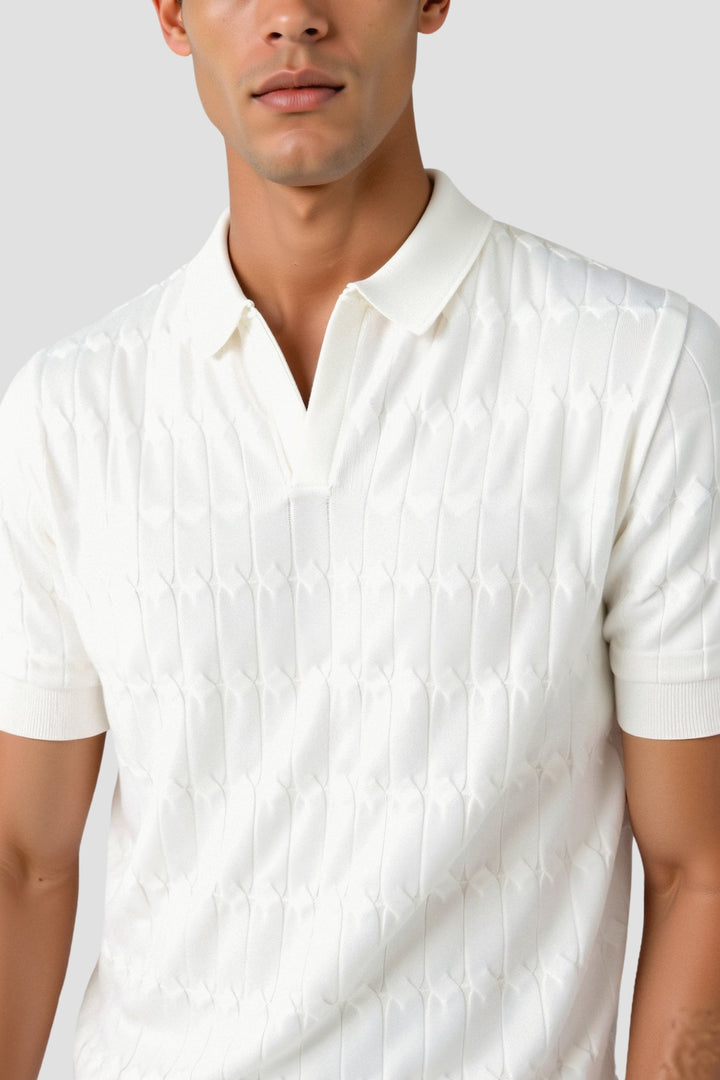 VEDORE Premium V-Ausschnitt Kabelstrick-Polo