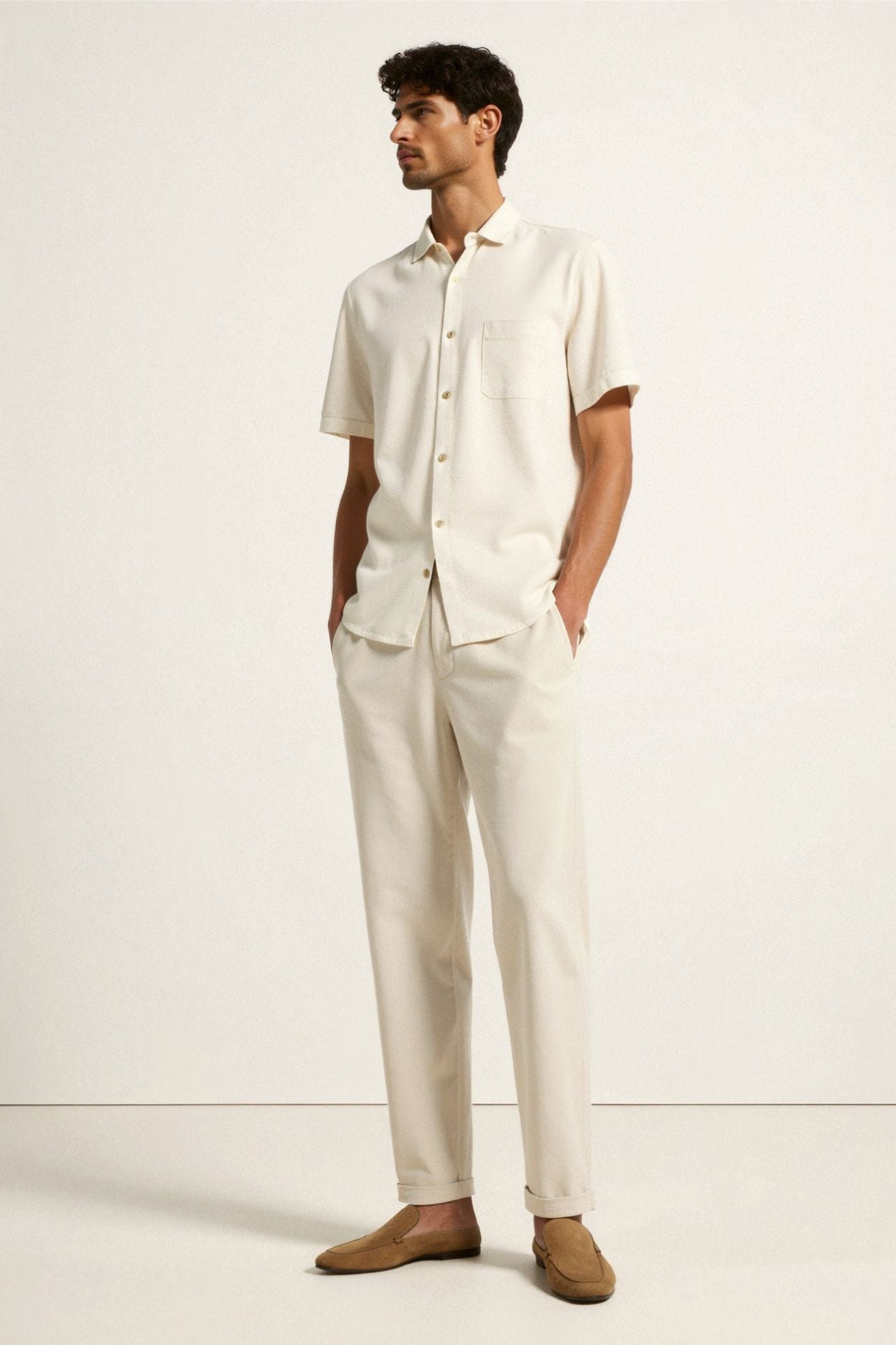 VEDORE Leinenhose Regular Fit Lose Hose
