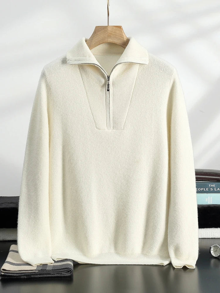 PULLOVER MIT HALBEM REISSVERSCHLUSS AUS 100% KASCHMIR