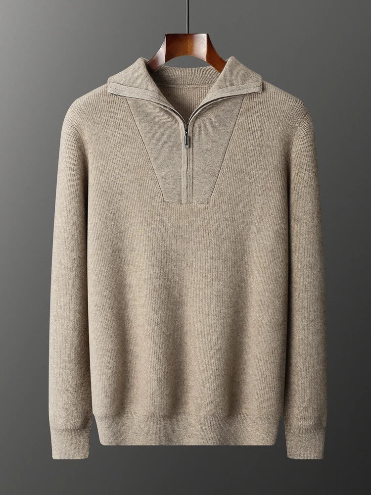 PULLOVER MIT HALBEM REISSVERSCHLUSS AUS 100% KASCHMIR