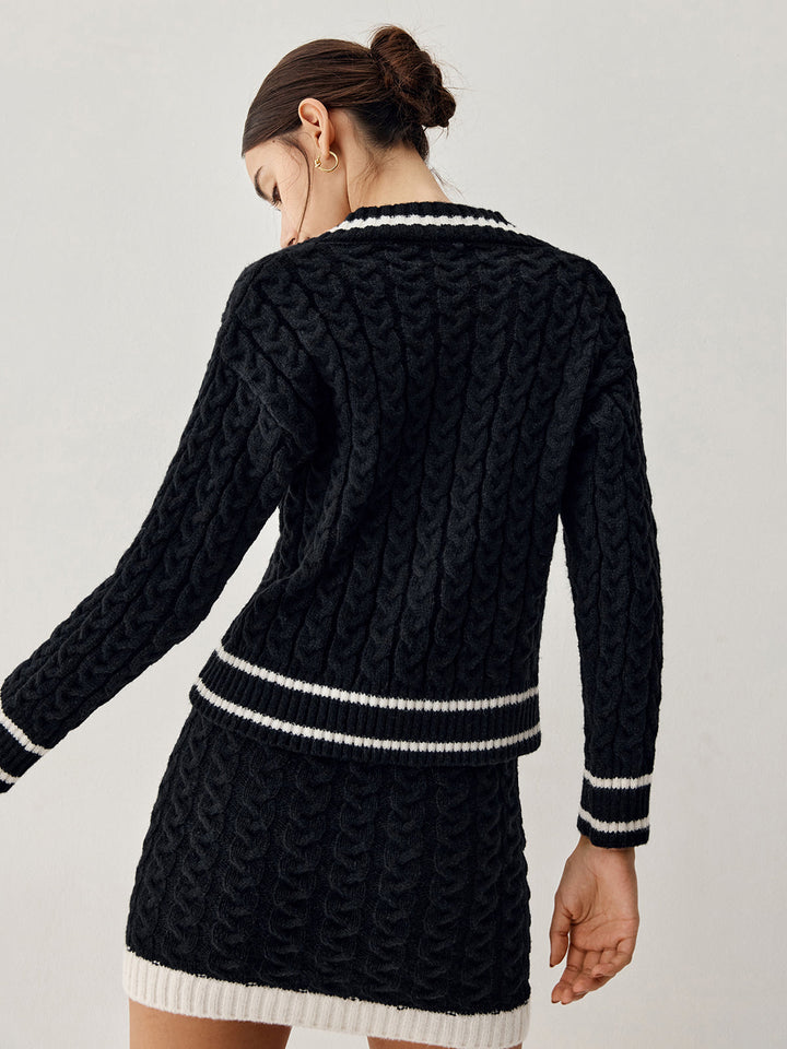 VEDORE - Zopfstrickpullover mit Rock