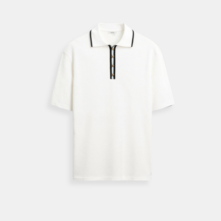 VEDORE Polo mit elegantem Kontrastbesatz und Knopfleiste