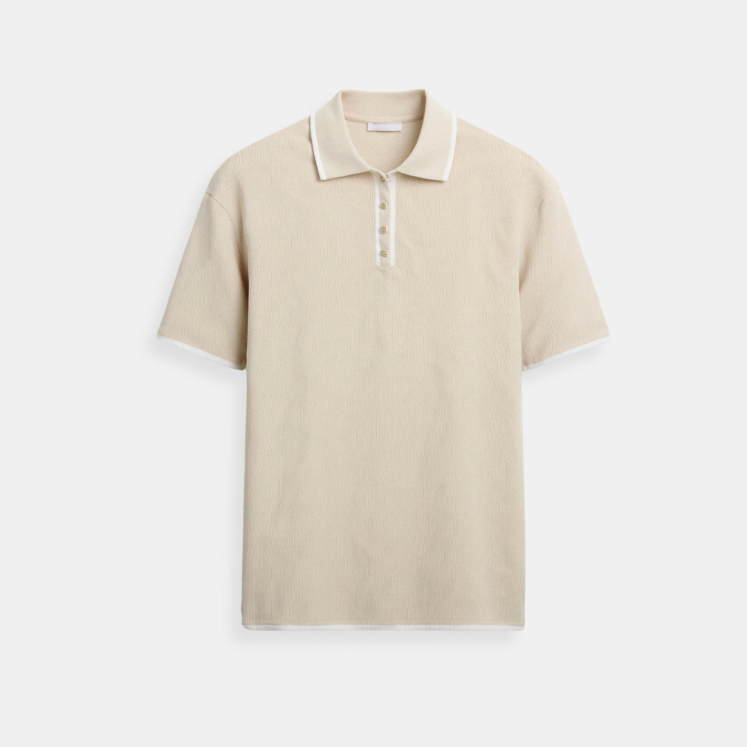 VEDORE Polo mit elegantem Kontrastbesatz und Knopfleiste