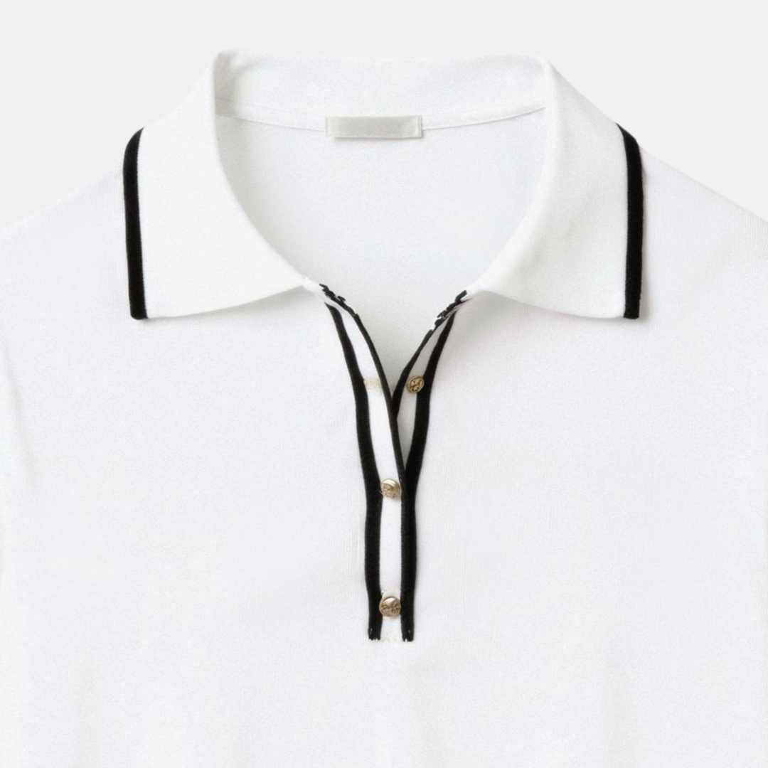 VEDORE Polo mit elegantem Kontrastbesatz und Knopfleiste