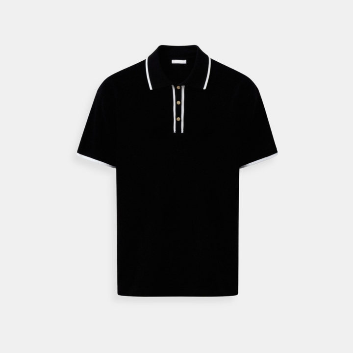 VEDORE Polo mit elegantem Kontrastbesatz und Knopfleiste