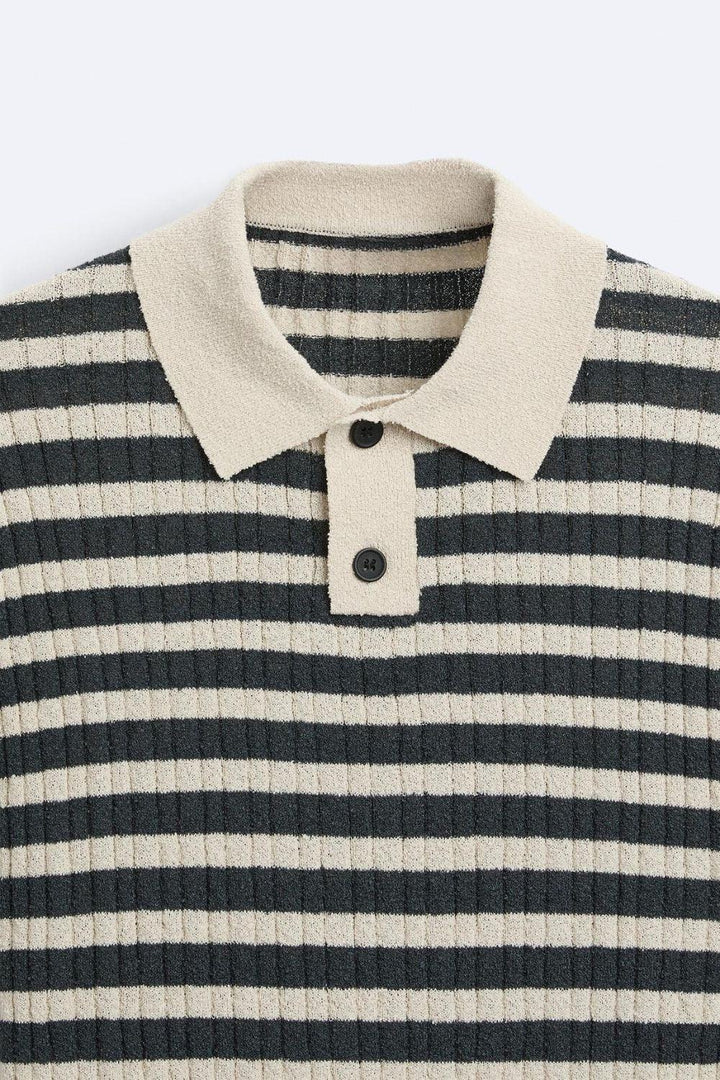 VEDORE Gestricktes gestreiftes Polo