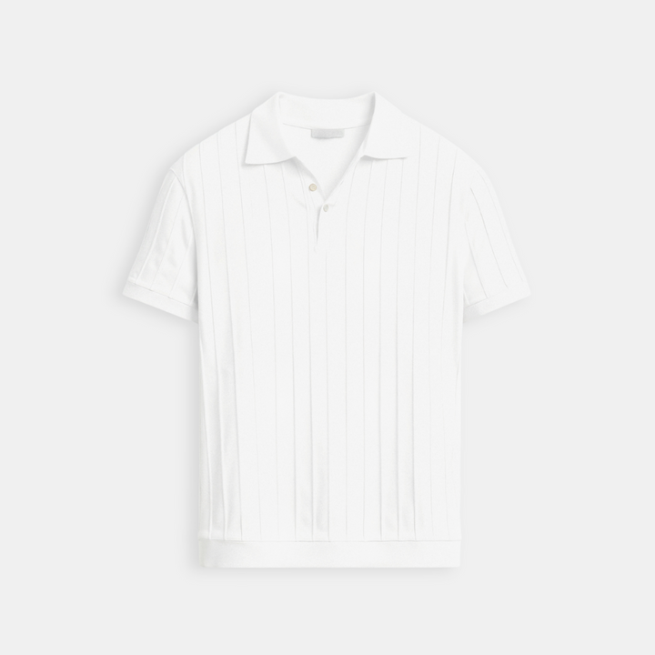 Vertikal gestreiftes Polo mit Knopfleiste