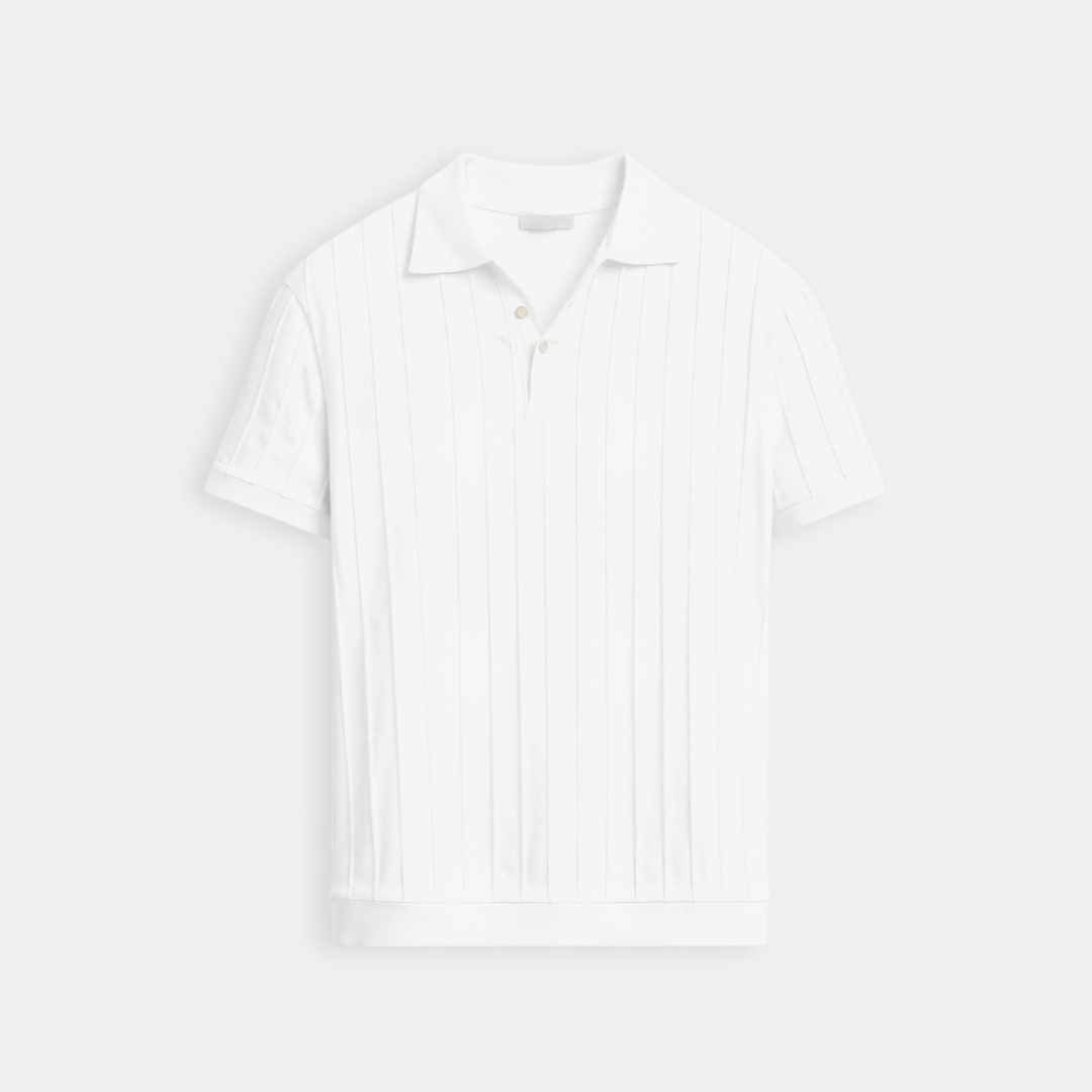 Vertikal gestreiftes Polo mit Knopfleiste
