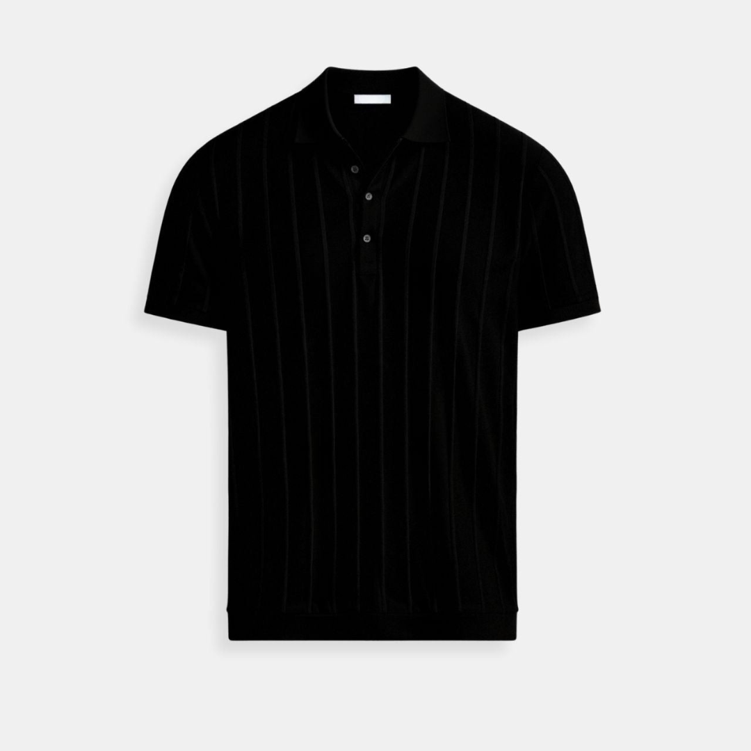 Vertikal gestreiftes Polo mit Knopfleiste