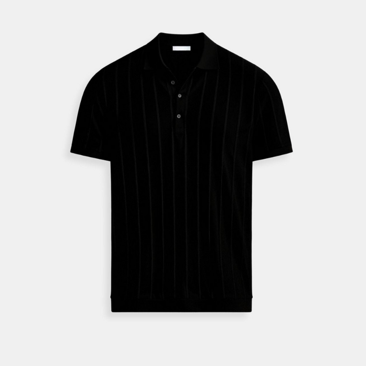 Vertikal gestreiftes Polo mit Knopfleiste