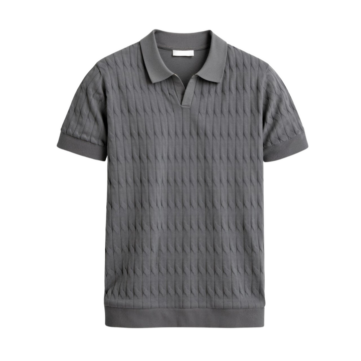 VEDORE Premium V-Ausschnitt Kabelstrick-Polo