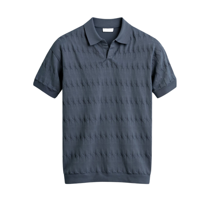 VEDORE Premium V-Ausschnitt Kabelstrick-Polo