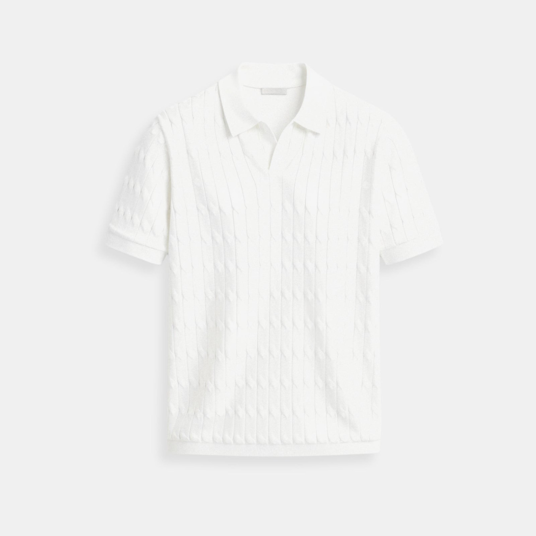 VEDORE Premium V-Ausschnitt Kabelstrick-Polo