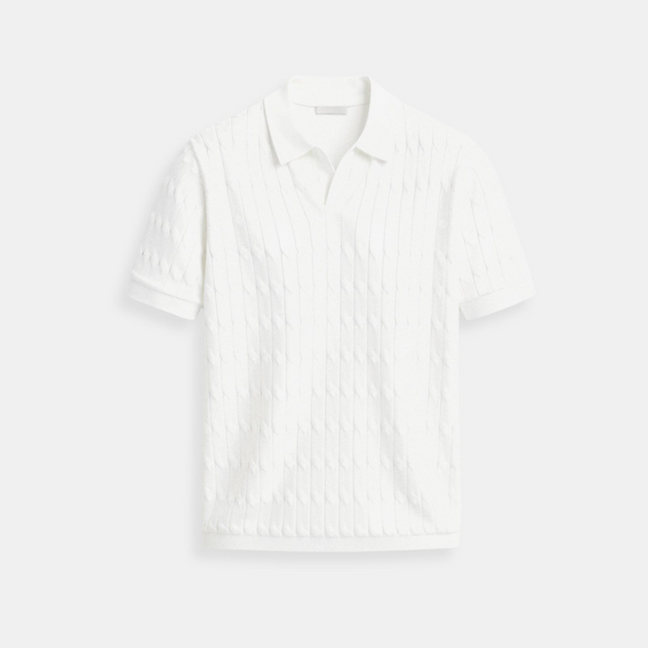 VEDORE Premium V-Ausschnitt Kabelstrick-Polo