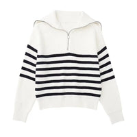 Gestreifter Pullover mit Reißverschluss