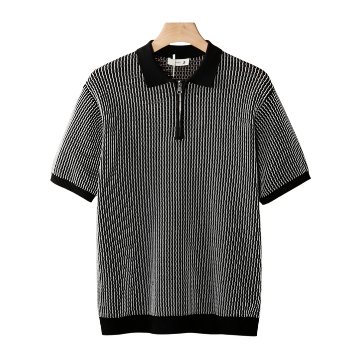 POLO MIT GEOMETRISCH STRUKTURIERTEM REISSVERSCHLUSS