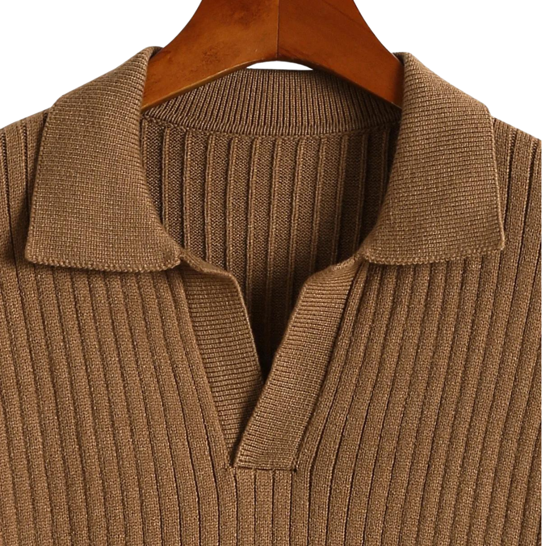Polopullover mit V-Ausschnitt Gerippt