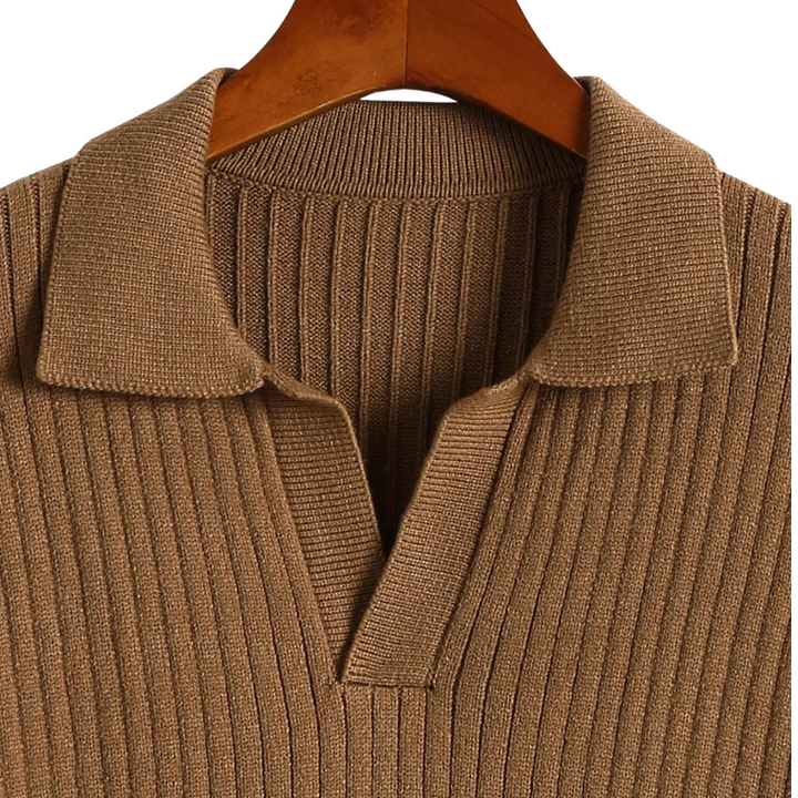 Polopullover mit V-Ausschnitt Gerippt