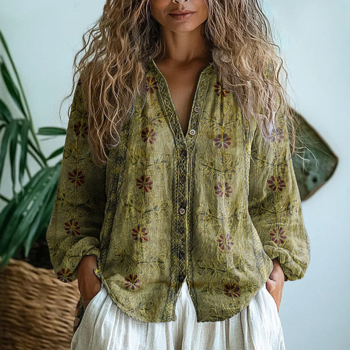 Aodhán – Vintage Leaf Print Blouse