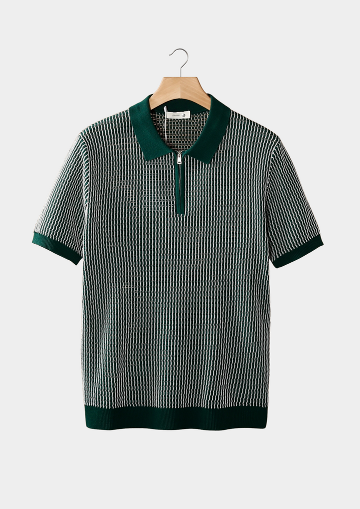 POLO MIT GEOMETRISCH STRUKTURIERTEM REISSVERSCHLUSS