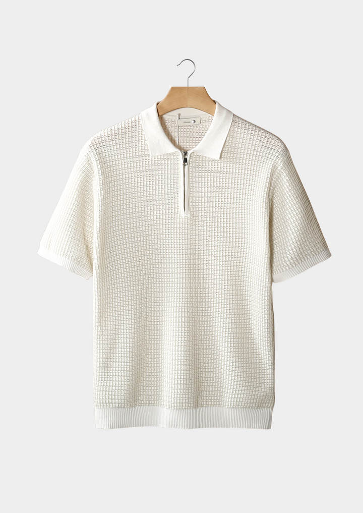 POLO MIT GEOMETRISCH STRUKTURIERTEM REISSVERSCHLUSS