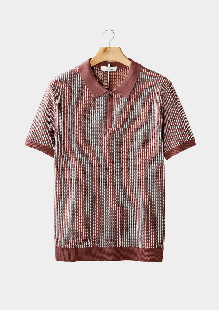 POLO MIT GEOMETRISCH STRUKTURIERTEM REISSVERSCHLUSS