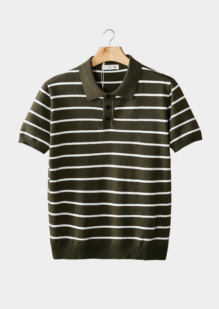 GESTREIFTES POLOSHIRT MIT STRUKTURIERTEN KNÖPFEN