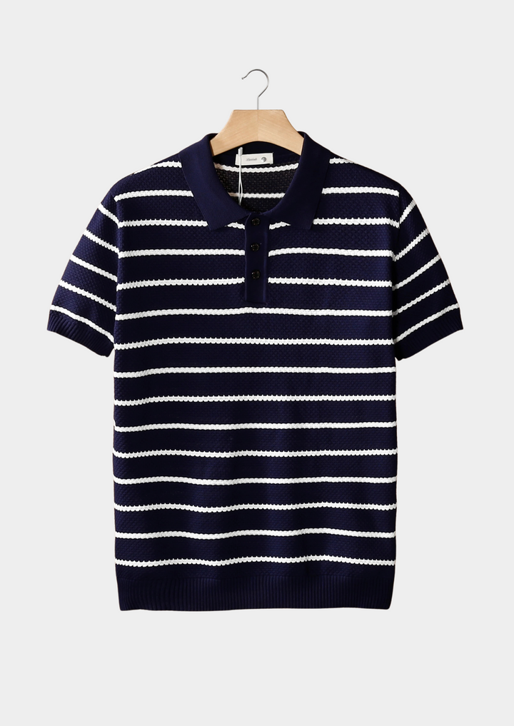 GESTREIFTES POLOSHIRT MIT STRUKTURIERTEN KNÖPFEN