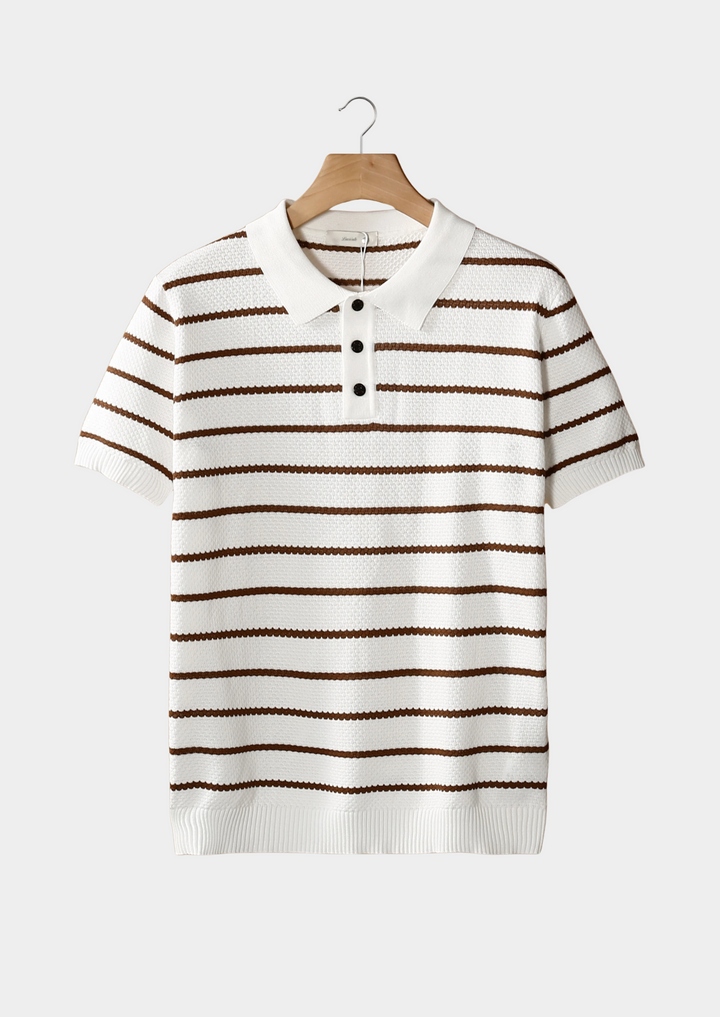 GESTREIFTES POLOSHIRT MIT STRUKTURIERTEN KNÖPFEN