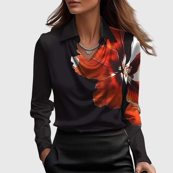 Ciarán – Satin Blouse with Draped Neckline