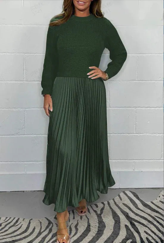 Ailinn – Maxi Dress with Sweater & Pleated Skirt